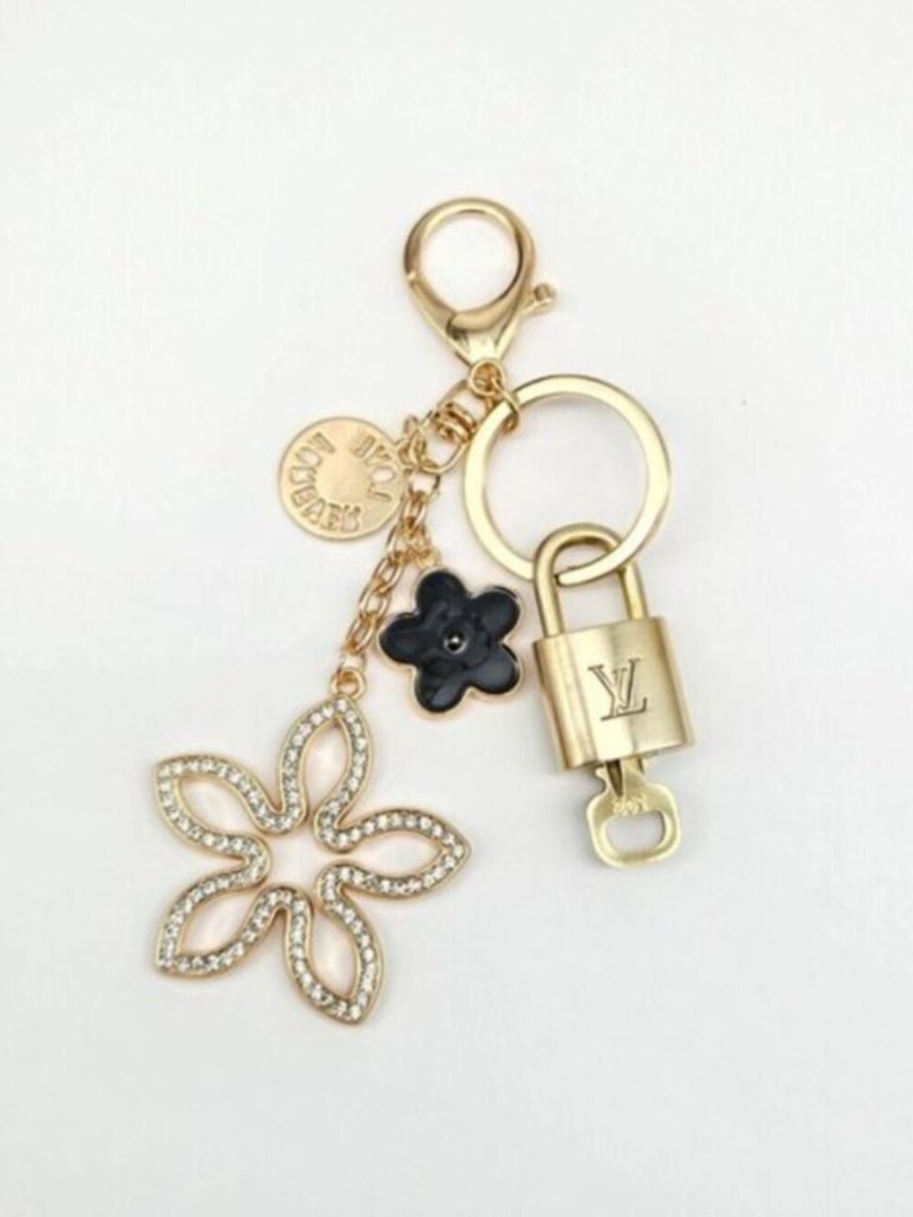 Authentic Louis Vuitton Gold Padlock 🔒 Key Set w/ Unbranded Clover Bag Charm - Picture 5 of 11